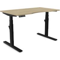 LEAP Electric Dual Motor Height Adjustable Rectangular Sit Stand Desk Dual Purpose Reversible Scallop Top W1200xD700xH620-1270mm Urban Oak Top Black Frame 10 Year Warranty